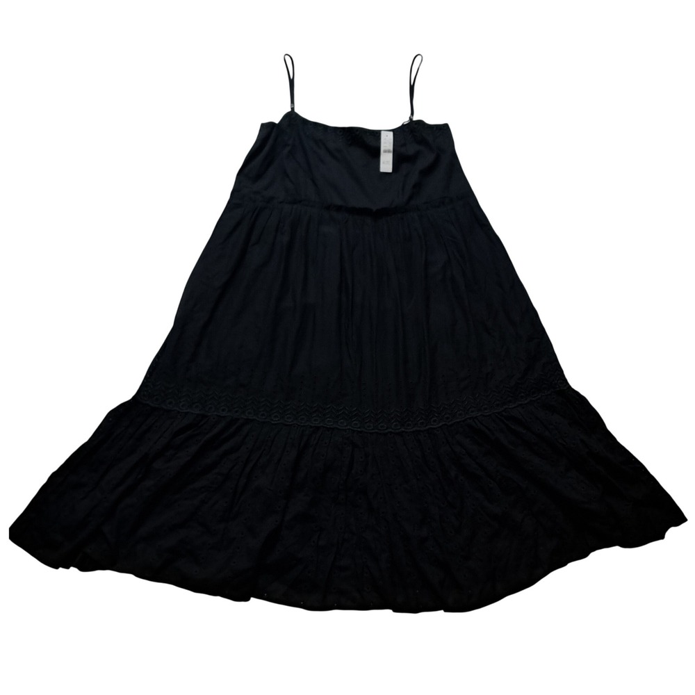 NWT J. Crew Sorrento Dress in Cotton Voile Women's Large Black Midi Embroidered